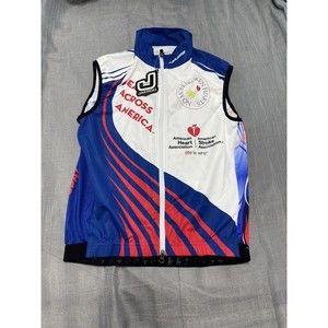 NWT Jakroo Men's Heart Across America  Full Zip Cycle Vest  jacket Size Large